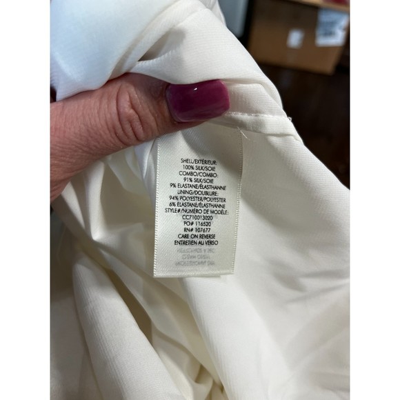 NWT Alice + Olivia Lexia Lyrd Cold-shoulder Ruffled Chiffon Blouse Off White M - Picture 9 of 9